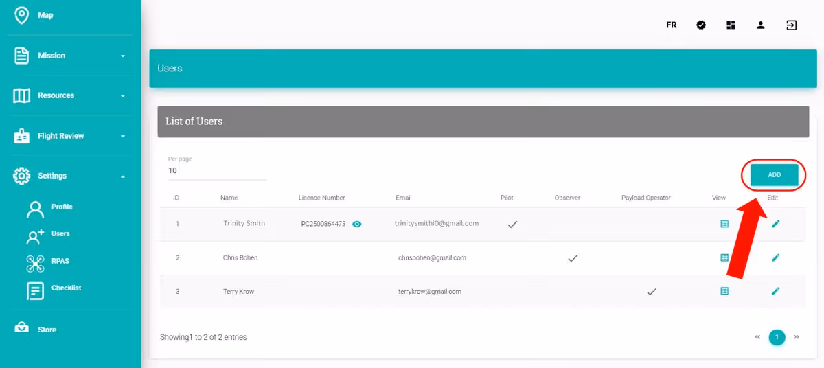 Add Team Members screenshot