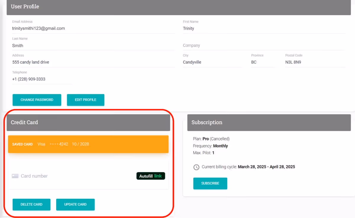 Delete a Payment Method screenshot