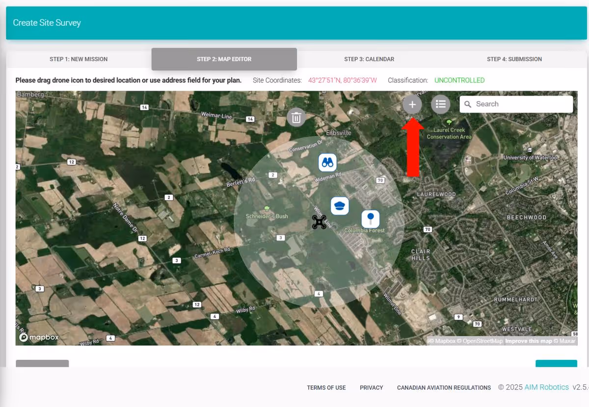 Create a Site Survey / Start a Mission screenshot