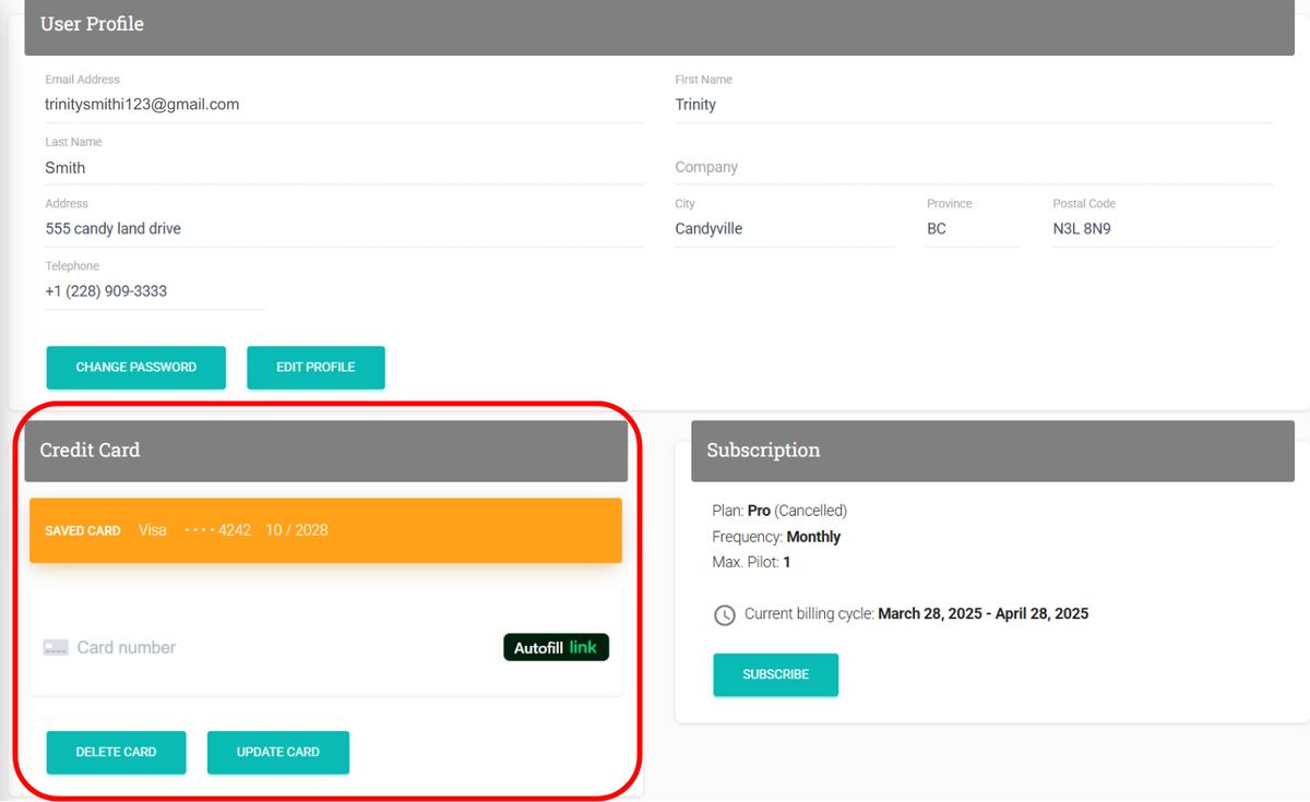 Delete a Payment Method screenshot