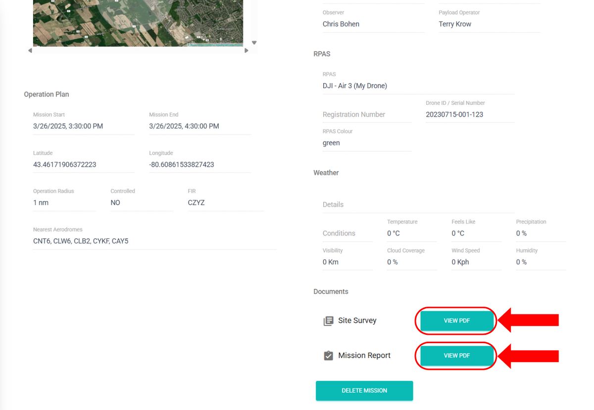 View Past Missions screenshot